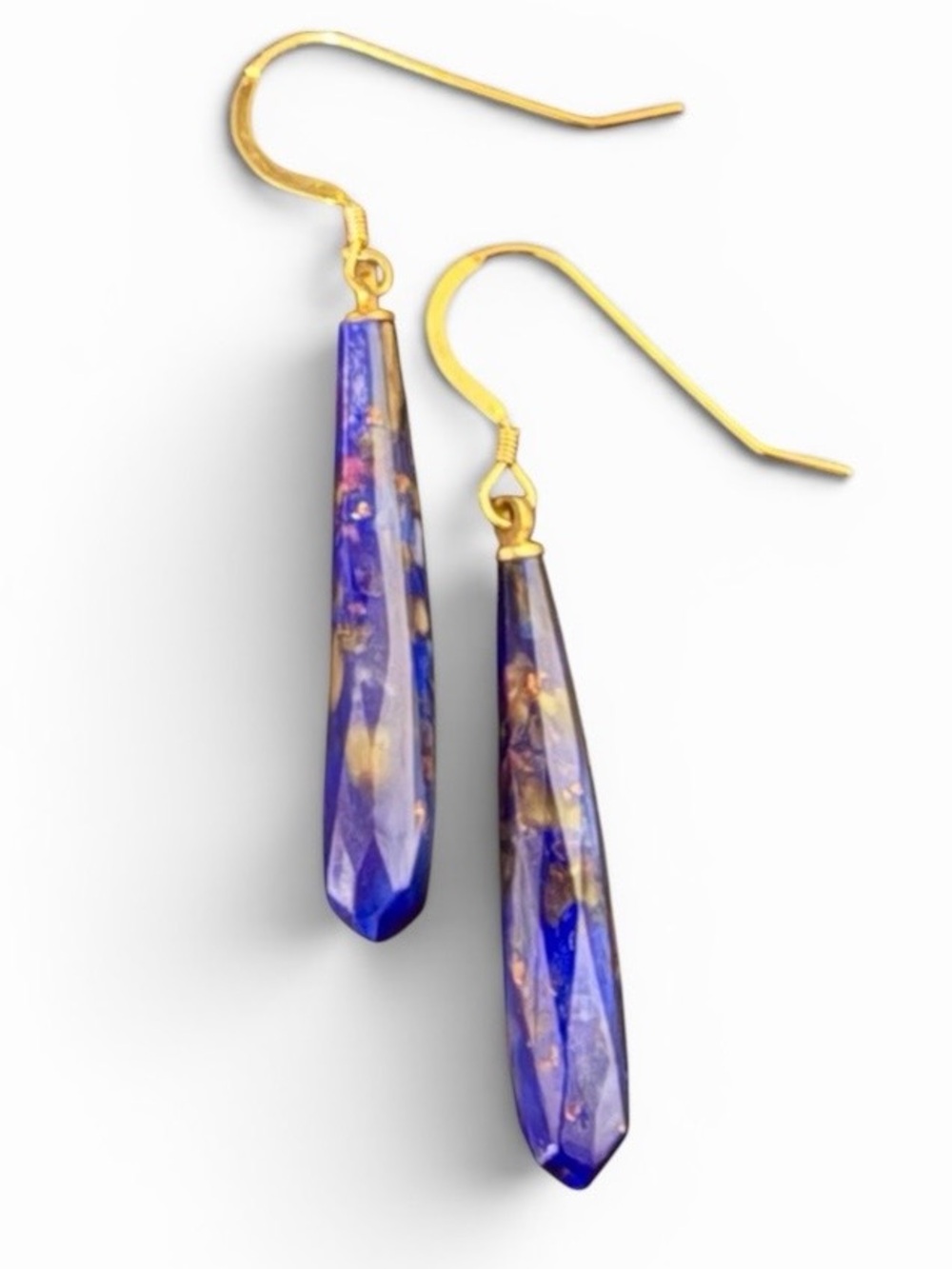 Vintage Czech Glass Earrings, Cobalt Blue.